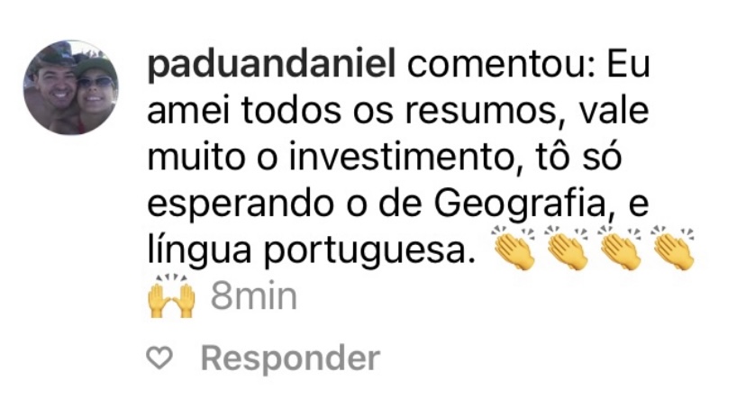 Foto de um feedback positivo tirado de uma rede social