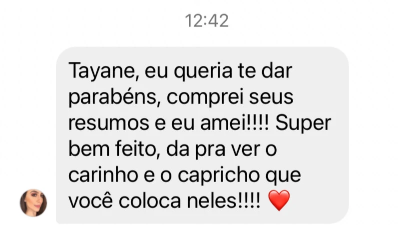 Foto de um feedback positivo tirado de uma rede social