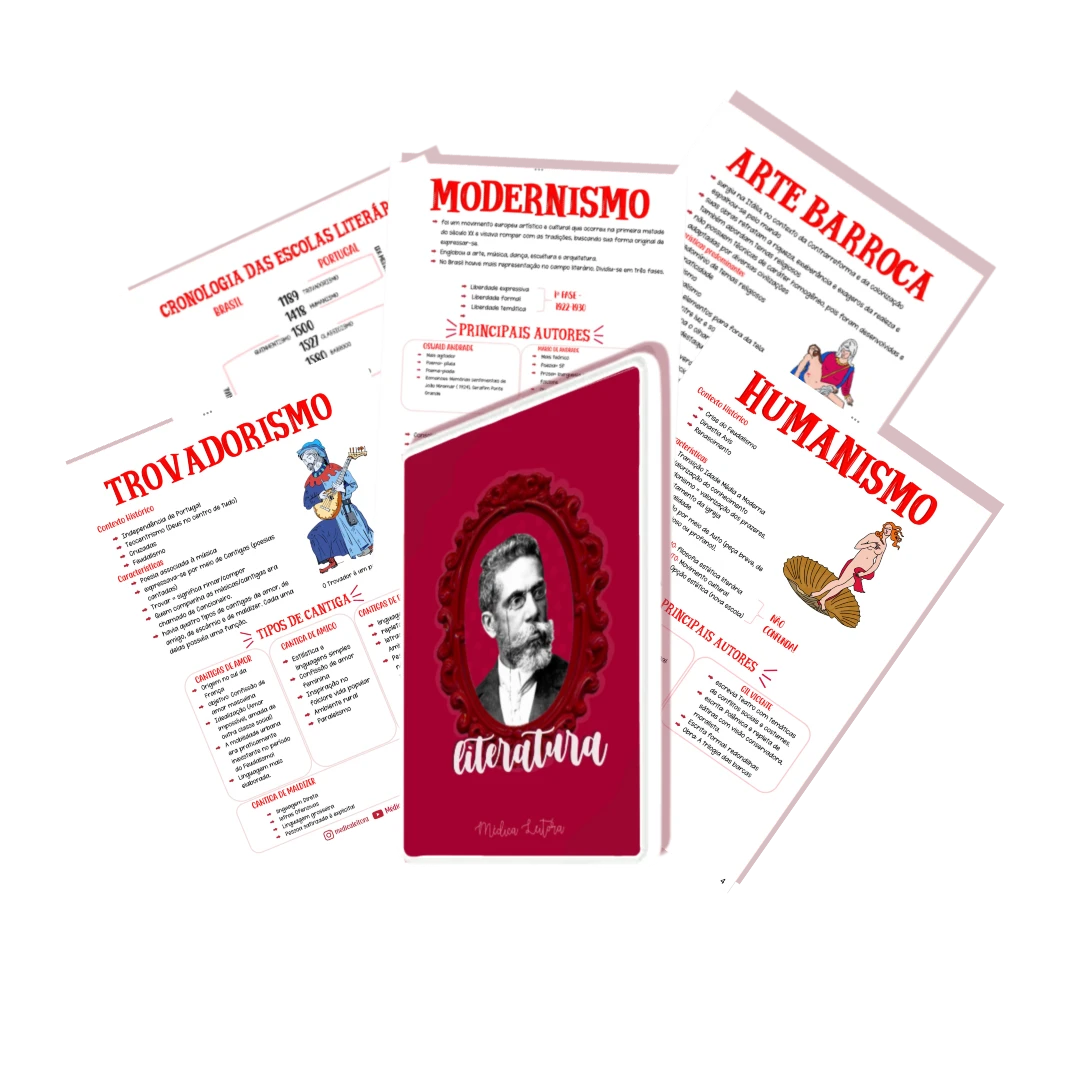 Capa do resumo de literatura com foto de Machado de Assis