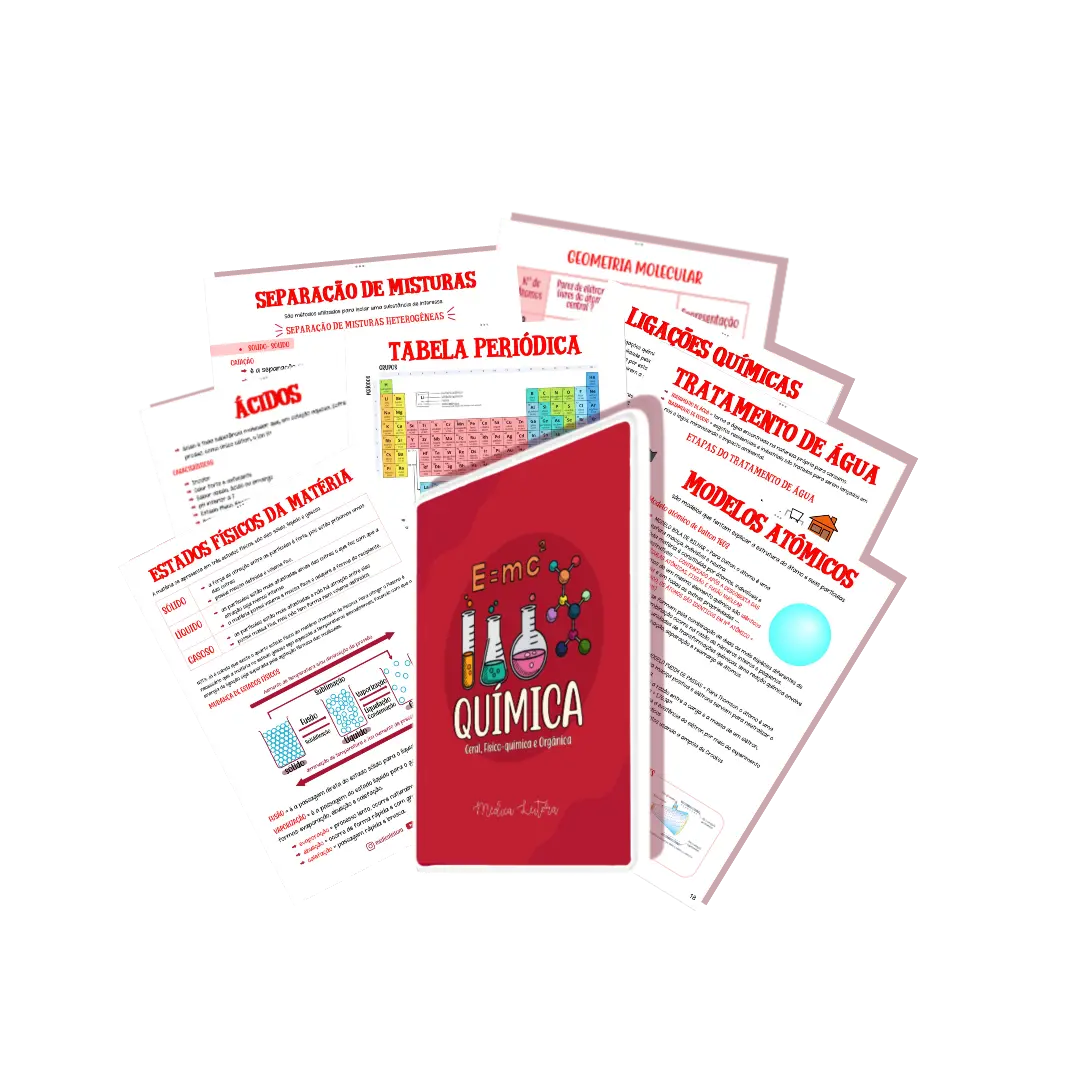 Capa do resumo de química, com foto dos instrumentos utilizados para realizar experimentos químicos.